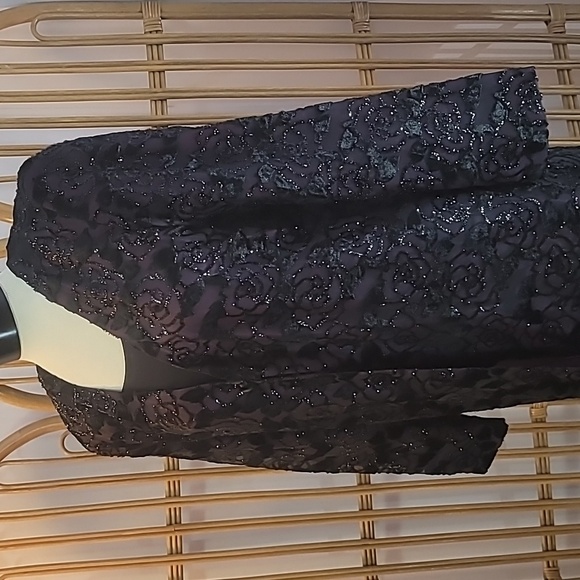 PATRA dress jacket purple black rose pattern velvety - Picture 3 of 14